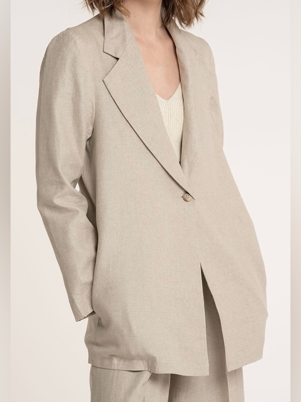LAUDE the Label Relaxed Oversized 100% Linen Blazer Size Large - Picture 2 of 11